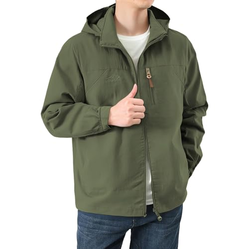Chaquetas impermeables para hombre rompevientos ligero con bolsillo con cremallera