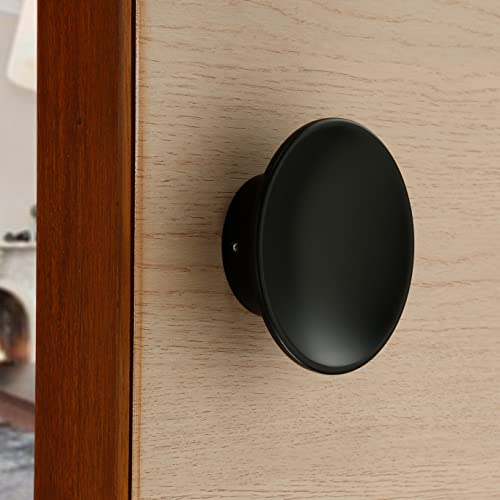 Image of LAPO Premium Zinc Pull Push Handle, 4 Inch Modern Round Shape Door Handle for Home & Office Entrance, Compatible with Wooden & Glass Doors, DIY Installation Black Finish- Pack of 1