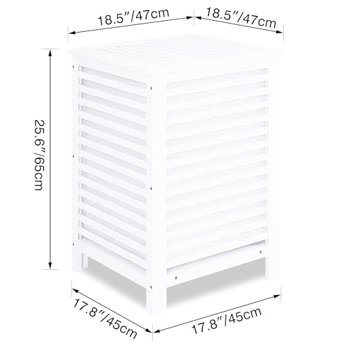 Miniatura 3 de Smibuy Cesta De Lavandería Doble Con Tapa, Cesta De Lavandería De Bambú De 120l Con Bolsa De Revestimiento Extraíble, Clasificador De Lavandería Divisor De Ropa De 2 Secciones Blanco