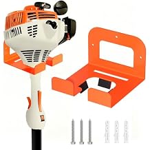 Weed Eater Hanger, Garage Organizer Trimmer Rack, Matel Wall Hooks Weed Wacker Holder, Heavy Duty Garden Tool Organizer for Grass Trimmer, Hedge Trimmer, Garage Tools Storage, Orange 1-Pack