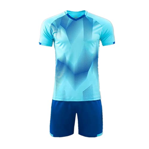 Yingfeg Bb Short Sleeve Soccer Uniform Athletic Jersey And Shorts Sport Shirt Set For Men Adult Kids Youth Boys Girls Light Blue L cover