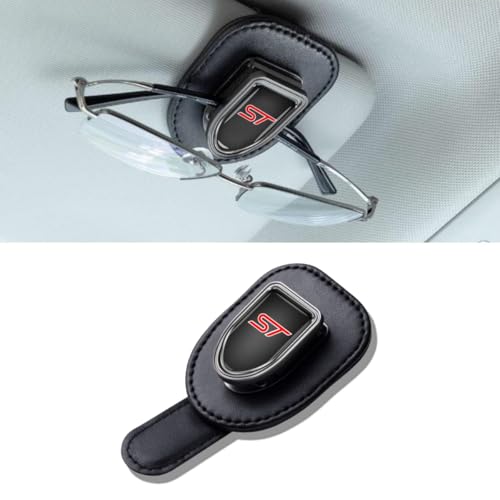 JULOPO car Sunglasses Holder Compatible with Focus Edge Explorer Fiesta st line Leather Car Glasses Clip Sunglasses Holders for Car Visor car Interior Accessories