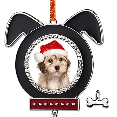 JUESMOS Dog Photo Frame Christmas Ornaments 2025 Metal Christmas Picture Ornaments for Pet Puppy Hanging Pendant for Xmas Tree Decoration Xmas Keepsake Gifts for Dog Lovers Pet Owners