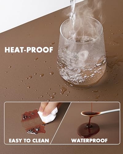 Image of YSAGi Eco Cork Desk Pad, Leather Deskpad, Double-Sided Desk Mat,Waterproof Large Mouse Pad, Non-Slip Mouse Mat, Laptop Desk Table Protector, Desk Writing Pad for Office /Home(23.6 inchx13.7 inch,Coffee+Cork)