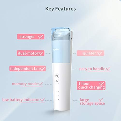 ENSSU Baby Hair Clippers, Safety Kids Hair Trimmers, Chargeable Cordless Professional Vacuum Hair Clipper for Men Baby Kids Children Infant (Upgraded Version)