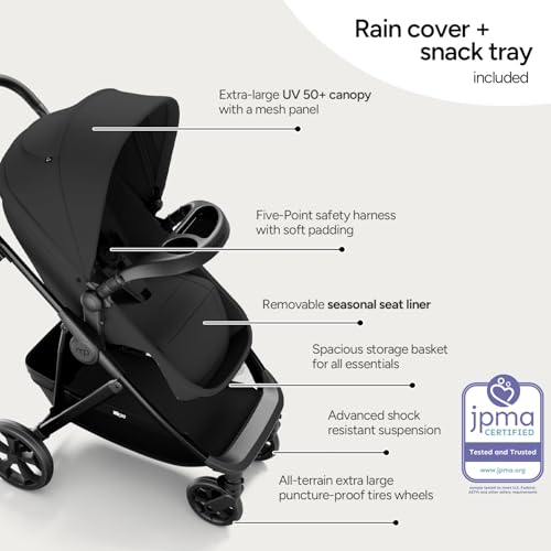 Image of Mompush Wiz Pro 2-in-1 Baby Stroller, Full-Size All-Terrain Premium Stroller with Newborn Mode and Reversible Seat, Snack Tray Included, Large UPF 50+ Canopy & Storage Basket