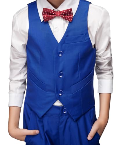 Image of Visaccy Boys Vest Kid Boy Formal Suit Vest for Wedding School | 3 Buttons,Fully Lined,Adjustable Waist,Toddler Boy Dress Vest