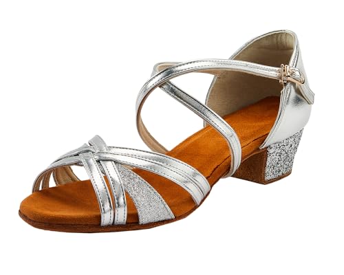 Kids Ballroom Dance Shoes Latin Salsa Suede Sole Dancing Dress Shoes for Girls