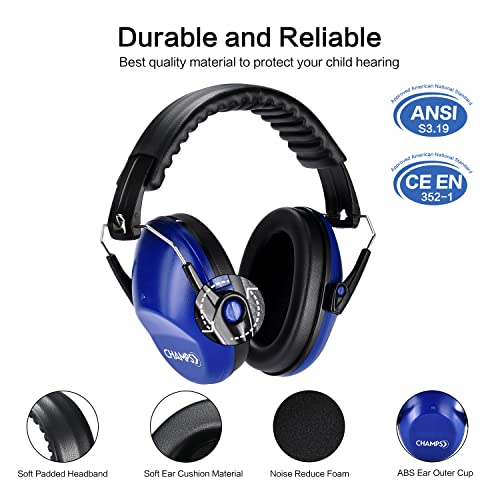 Champs Kids Ear Muffs Earmuff Noise Protection Reduction Headphones For Toddlers Kid Children Teen Nrr 25Db Safety Hearing Ear Muff Shooting Range Hunting Season Navy Blue #TOP1