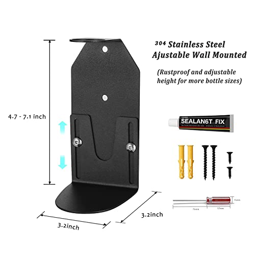 Kusvado Wall Mount Soap Dispenser Holder With Adjustable Tray, 304 Stainless Steel Rustproof Shower Dispenser Holder For Refillable Bottles (Single) #TOP6
