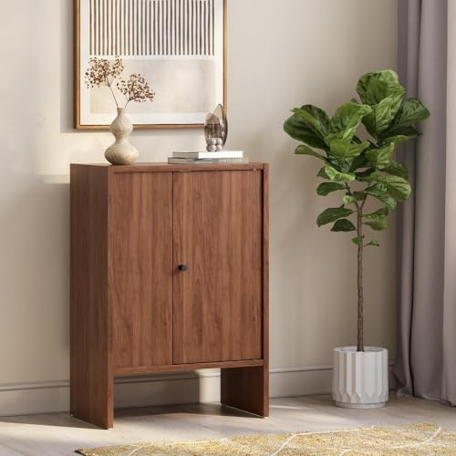 Image of Wakefit Engineered Wood Cabinet | 1 Year Warranty | Storage Cabinet for Home Kitchen Living Room | 1 Closed Compartment | Almeida - Columbian Walnut