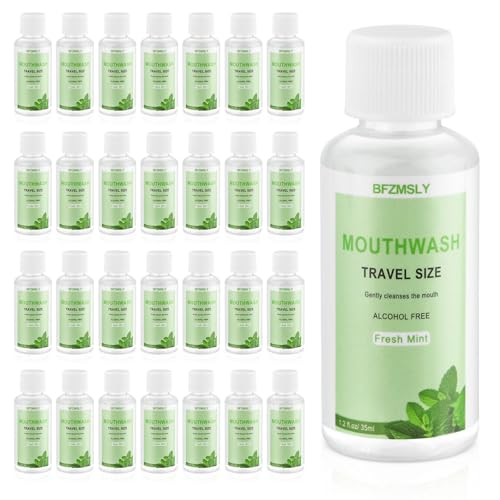 100 Pc Travel Size Mouthwash 1.2oz/35ml Mini Mouthwash Alcohol-Free Portable Oral Rinse for Travel Hotels On-The-Go (Mint)