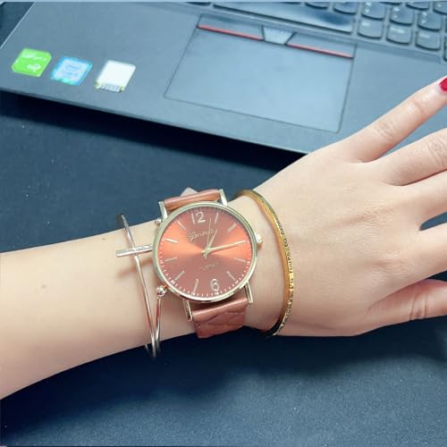 Yunanwa 10 Pack Women Men Unisex Platinum Watches Roman Leather Band Analog Quartz Wrist Watch