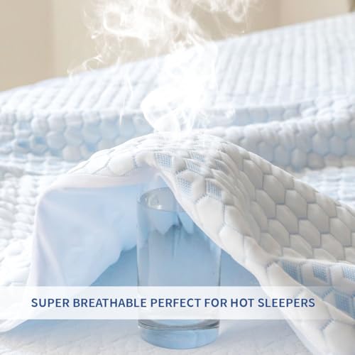 Image of Nano-Cooling Fiber Mattress Protector Full Size (54 inch x 75 inch) 100% Waterproof, Cooling Experience Unrivaled Comfort Perfect for Every Family