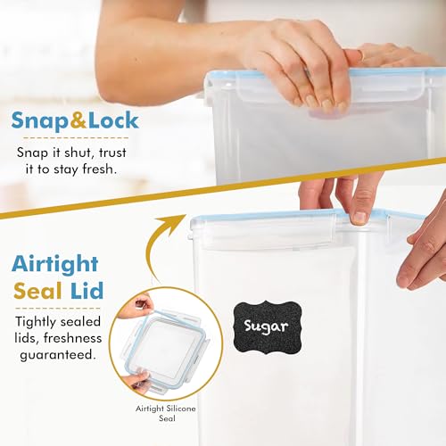 Image of Shazo 2 PC (9.5L | 321 Oz) Extra Large Bulk Food Storage Containers with Airtight Lids for Flour, Sugar, Rice, Cereal & Pasta - Leakproof, BPA-Free Plastic Canisters for Kitchen & Pantry Organization