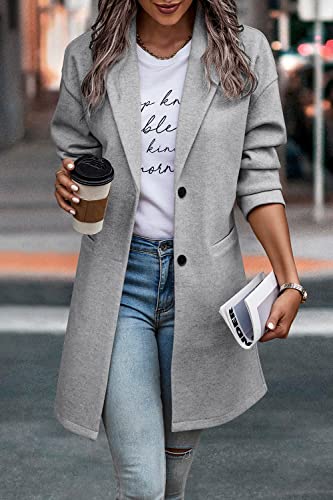 PRETTYGARDEN Women Plaid Shacket Jacket Trendy Fall Casual Button Wool Blend Tartan Trench Coat Winter Clothing with Pockets
