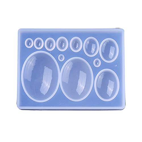 Craftdady 10 Cavities Cabochon Gems Silicone Mold Oval Beads Resin Casting Mold for Epoxy UV Resin DIY Craft Pendant Earring Keychain Jewelry Making, 3-38x2-28mm, 1 Pack