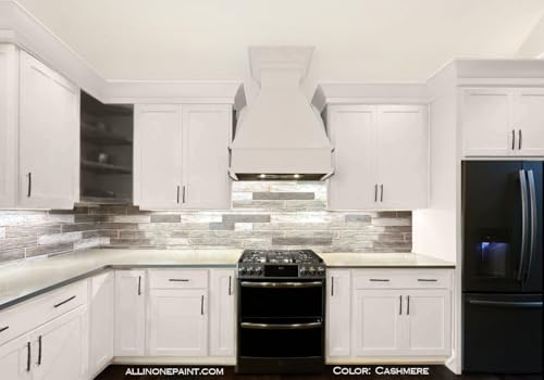 ALL-IN-ONE Paint, Cashmere (true white), Quart - Durable cabinet and furniture paint. Built in primer and top coat, no sanding needed. Includes our 30 featured color card.