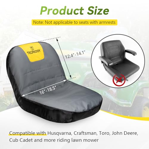 Image of Lawn Mower Seat Cover, Weatherproof Heavy Duty Tractor Seat Cover Compatible with Husqvarna Craftsman Toro John Deere Cub Cadet Riding Lawn Mower Tractor, Medium