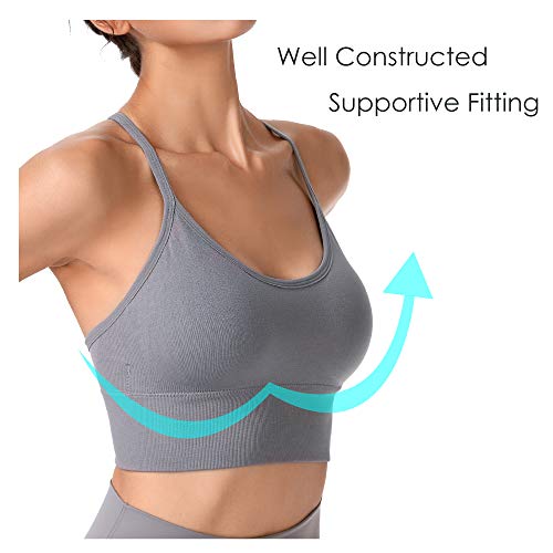 Image of Evercute Racerback Sports Bras Padded Y Racer Back Cropped Bras for Yoga Workout Fitness Low Impact