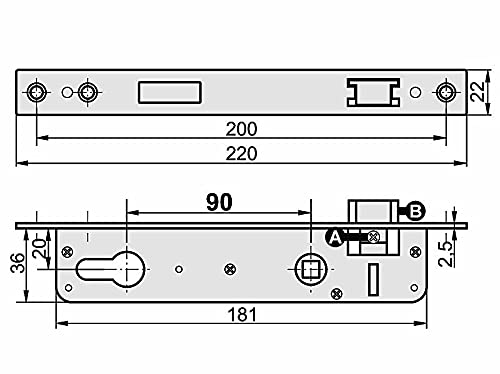 KeyMet Mortice Lock Tubular Frame Lock Door Lock 90/20 Left / Right Lock Box