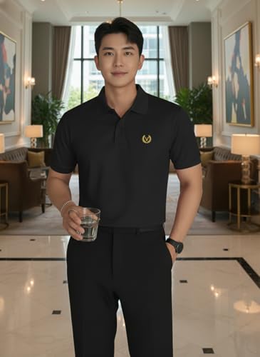 Image of MACK JONNEY Men's Solid Polo T-Shirt | Premium Cotton Blend | Regular Fit | Short Sleeve | Collared Casual Wear|Pack of 2 -MJ-157