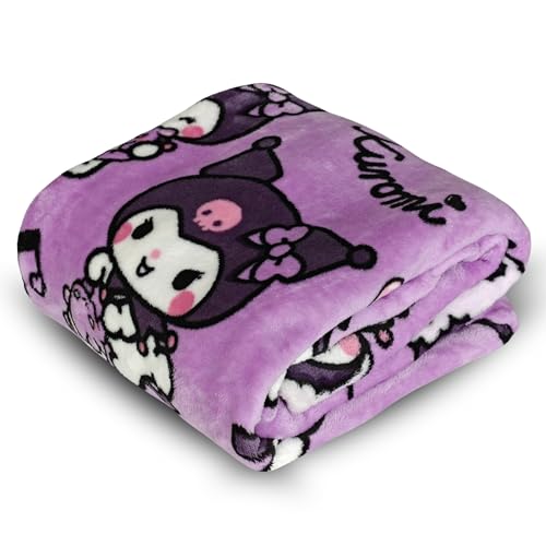 Kanguru – Manta Suave de Microfibra Kuromi Rosa 130x170 cm | Plaid Kawaii para Niñas o Mujeres, Cobija Divertida y Original para Navidad, Cumpleaños, Hogar, Sofá o Cama