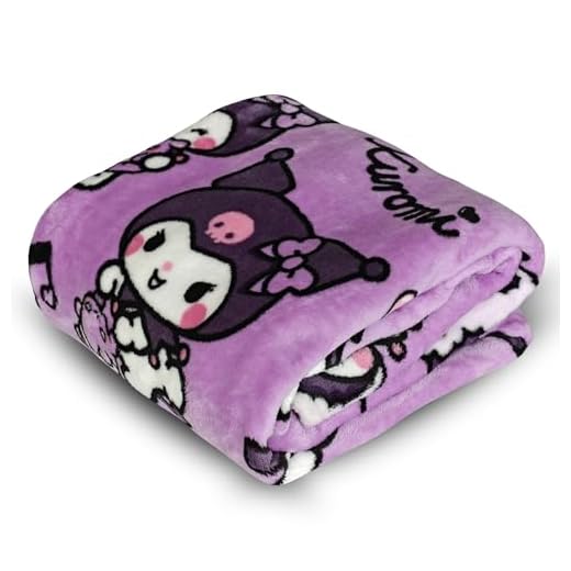Kanguru – Manta Suave de Microfibra Kuromi Rosa 130x170 cm | Plaid Kawaii para Niñas o Mujeres, Cobija Divertida y Original para Navidad, Cumpleaños, Hogar, Sofá o Cama