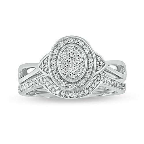 Cali Trove 1/6 Ct Natural Diamond Rings in 925 Sterling Silver | Bridal Wedding Set for Women | Halo Engagement Rings | Round Cluster Bands | Diamond Jewelry Gift for Her | Silver Accessories2