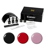 Bluesky Gel Nail Polish Starter Kit, Gel Nail Kit with 24W UV LED Lamp Nail Dryer, 3 x 10ml Gel Nail Polishes, Cleanser Wipes, Top and Base Coat, Nail File and Buffer [AMAZON EXCLUSIVE]