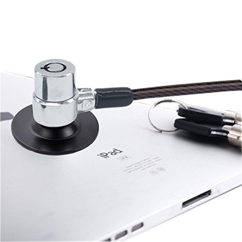 Laptop Key Lock Security Cable Lock Tablet Lock Cable with Black Adhesive Security Plate Slot Anti-Theft Lock for Notebook,MacBook,iPad,Tablets,iPhone