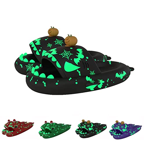 Shark Slides Glow in the Dark, Christmas Shark Slides, Santa Shark Slides, 3D Cartoon Spooky Cloudy Shark Slippers
