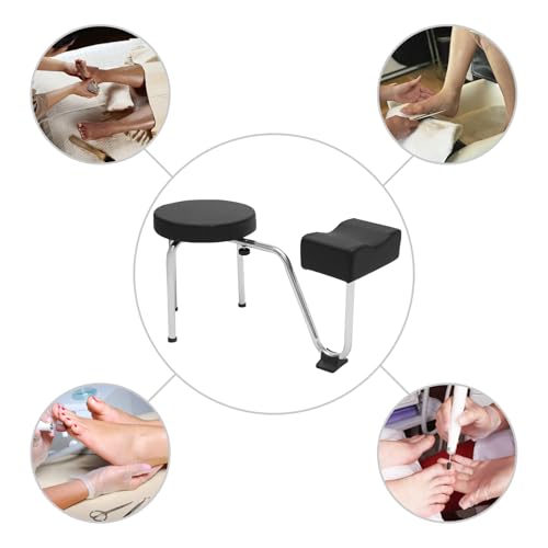 Butaco para Pedicure JLYNOWPT, Reposapiés Ajustable con Cojín de PVC Negro y Plata, Estilo Moderno miniatura 7