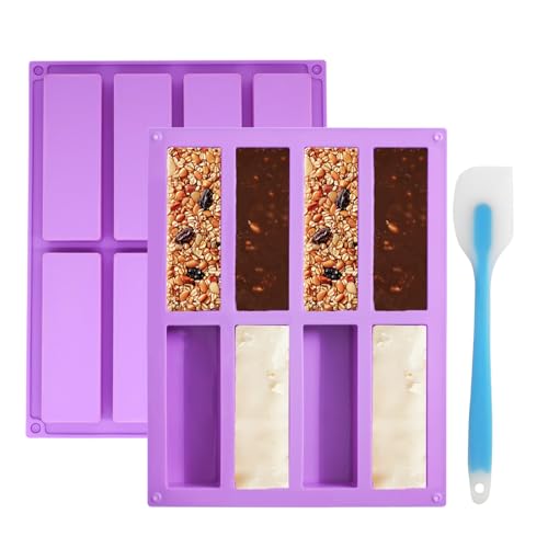 2 Stampi Rettangolari In Silicone A 8 Cavità: Perfetti Per Cioccolato, Barrette Energetiche, Brownies E Sapone
