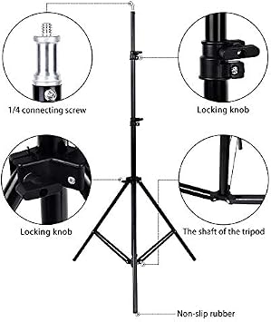 Kyrotech Aluminum Alloy Light Stand 2 Meters Adjustable Spring Padded Photo Tripod Stands Photo Studio Flashes, Ring Light Stand, Photography Equipment Flash Stand Ring light Tripod