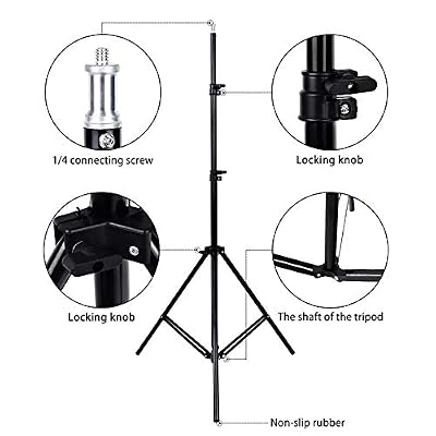 Kyrotech Aluminum Alloy Light Stand 2 Meters Adjustable Spring Padded Photo Tripod Stands Photo Studio Flashes, Ring Light Stand, Photography Equipment Flash Stand Ring light Tripod