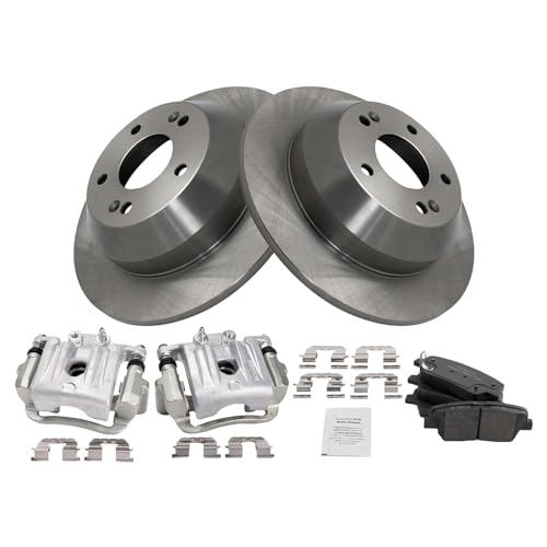 Image of TRQ Rear Brake Pad and Rotor Set Ceramic Rotors Calipers Hardware