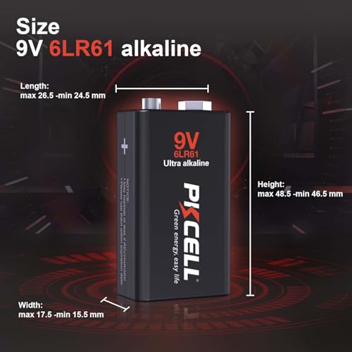 Image of PKCELL 12-Pack 9V Batteries, Ultra Alkaline 9 Volt Battery for Smoke Alarms