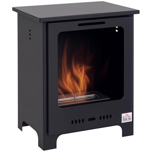 Chimenea de etanol de Homcom, quemador de bioetanol, 1,5 l, 2,5 horas Duración de la combustión sin humo metal 40 x 30 x 50 cm