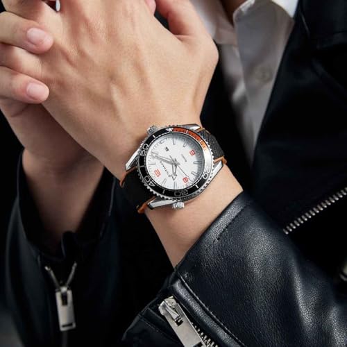 Image of GIORDANO Analog Quartz Watch for Men - Round Dial with Rotating Bezel, Luminous Hour Markers, Silicone & Stainless Steel Strap, Date Display