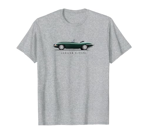 British Classic Sports Super Car Jaguar E-Type T-Shirt, Men, Heather Grey, Large