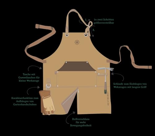 Tablier de jardin 100% coton de qualité supérieure imperméable et réglable - 2