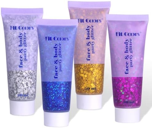 Body Glitter Holographic Chunky Glitter Gel for Festival Halloween Make-up Face Glitter Liquid Hair Glitter for Women and Kids Easy to Use No Need Glue Silver Glitter