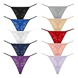 Pmrxi G String Thongs for Women Multicolor Low Waist T-Back Lace G String Panties 10 Pack Medium Size