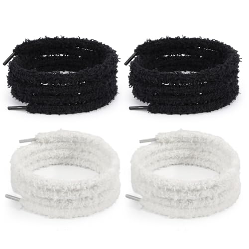 SLEEKEE 4 Lacets En Peluche Flocon De Neige Élastiques et Remplaçables, 120 Cm De Long Pour Baskets Et Chaussures En Toile
