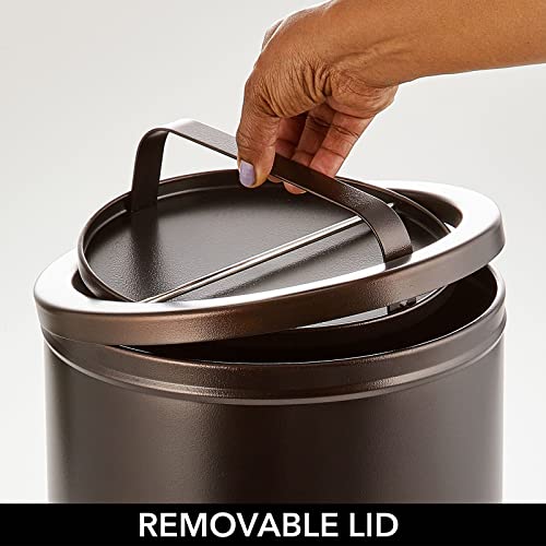 Mdesign Small Round Metal 4.8 Gallon Covered Bathroom Garbage Swing Lid Trash Can Waste Basket Bin For Bathroom, Bedroom, Kitchen, Craft Room, Office, Laundry Room, Garage - Bronze #TOP4