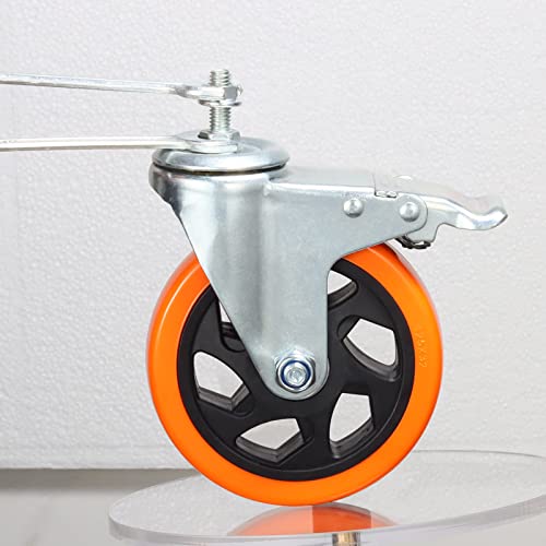 Image of Heavy Duty Stem Caster Wheels M10-1.5X25mm Dual Locking No Noise PVC Threaded Stem Caster Wheels Pack of 4 for Workbench, Dolly, Furniture (5 Inch, Orange)