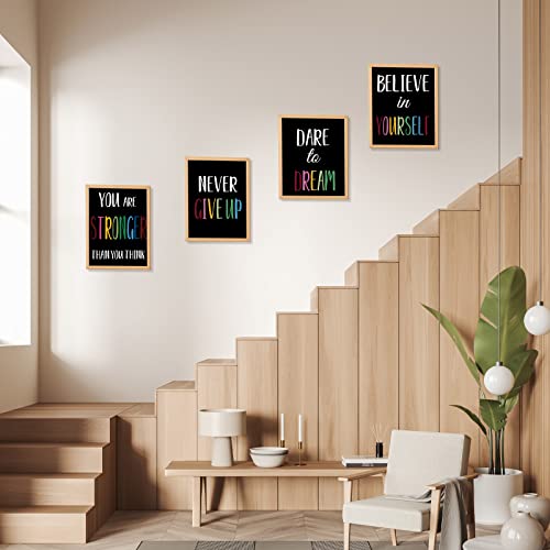 12 Pieces Inspirational Print Wall Poster Motivational Quote Watercolor Words Posters Aesthetic Poster Unframed Canvas Saying Painting Posters For Kids Room Modern Decoration (Black, 8 X 10 Inches) #TOP3