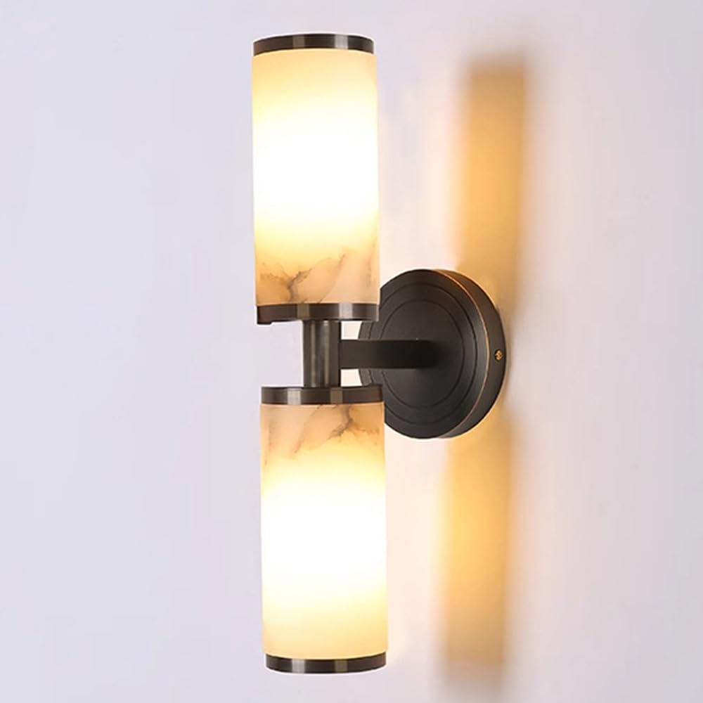 Lámpara de tocador en alabastro negro de 2 luces para renovar el baño