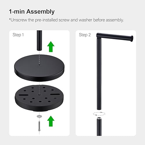 Image of BAGNOLUX Bathroom Toilet Paper Holder Stand with Reserve, SUS304 Stainless Steel Rustproof Pedestal Tissue Roll Holder Heavy Duty (Matte Black)